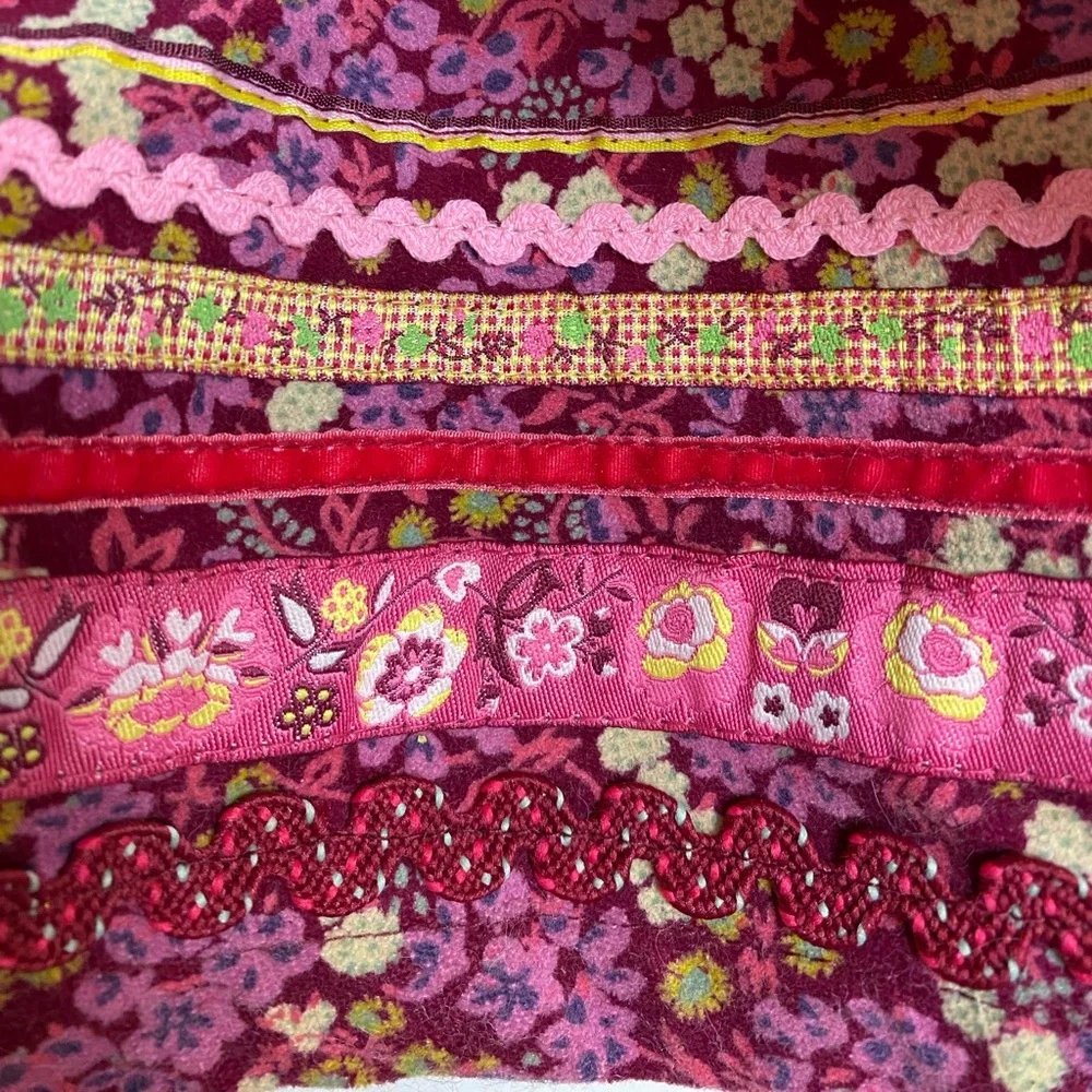 Oilily Girls Boho Dress Fair Isle Sweater Denim Floral Fringe Size 116 (US Sz 6)